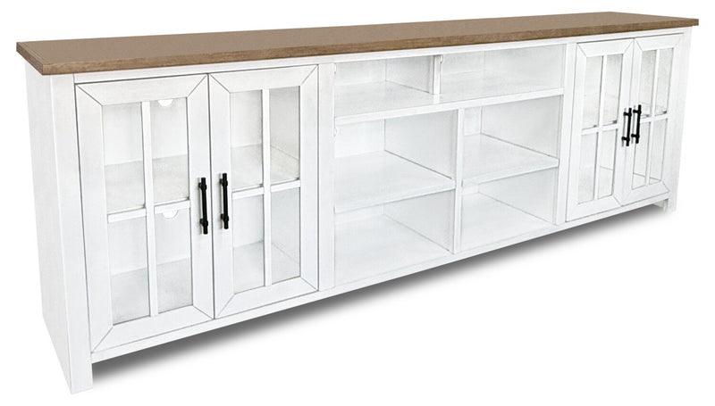 Wilder 68\" Modern TV Stand with Storage and Cable Management for TVs up to 100\" – Brown and White