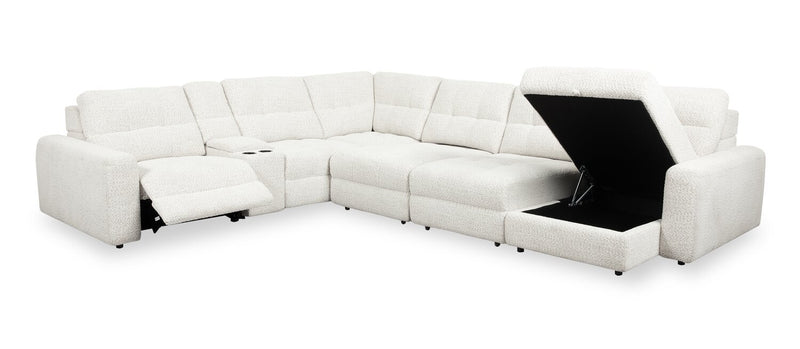 Scott Living Elevate Modular 7-Piece Right-Facing Beige Chenille Fabric Sectional with Power Reclining