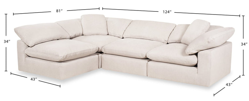 Eclipse 4-Piece Linen-Look Fabric Modular Sectional - Linen