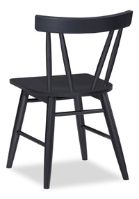Remi Dining Chair with Curved Slat-Back - Black 