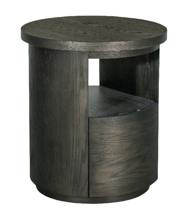 Eldon 22” Modern Round Solid Wood End Table with Storage - Coffee Bean