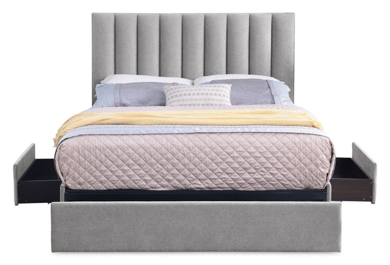 Amos Grey Upholstered Storage Bed Base - Queen