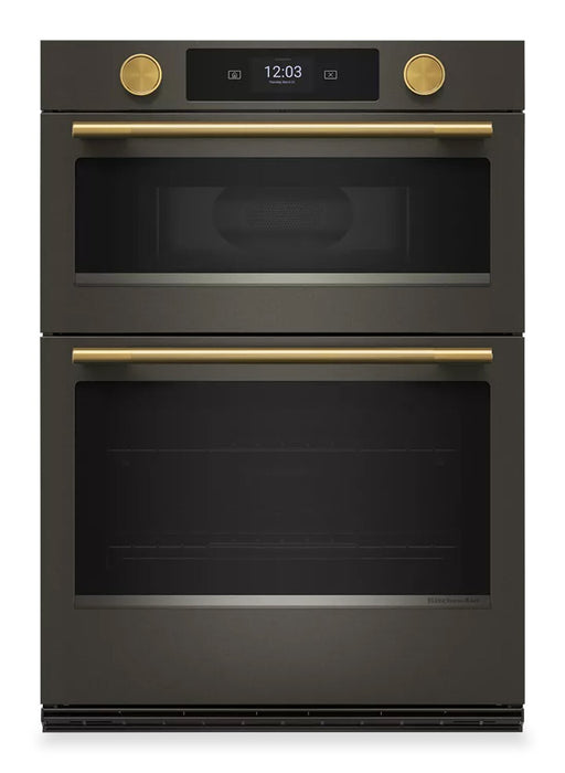 KitchenAid 30\" Smart Electric Combo Wall Oven with Cooking Camera - Black Ore - KOEC930SBE