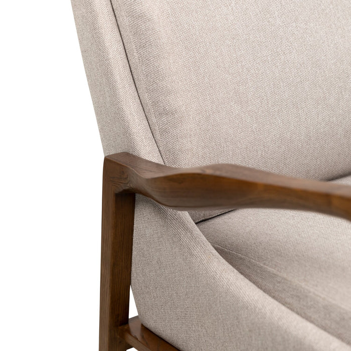 Echo 27.95\" Beige Fabric Accent Chair with Wood Arms and Legs