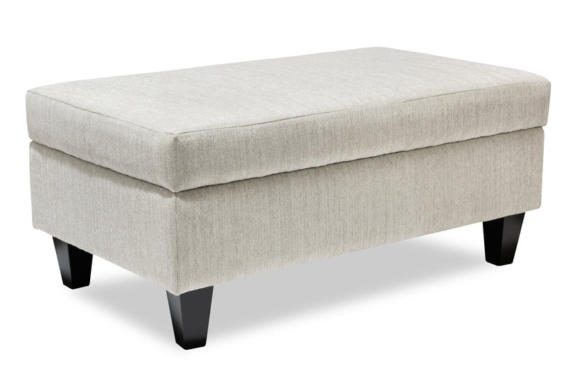 Nofia Chenille Storage Ottoman - Linen