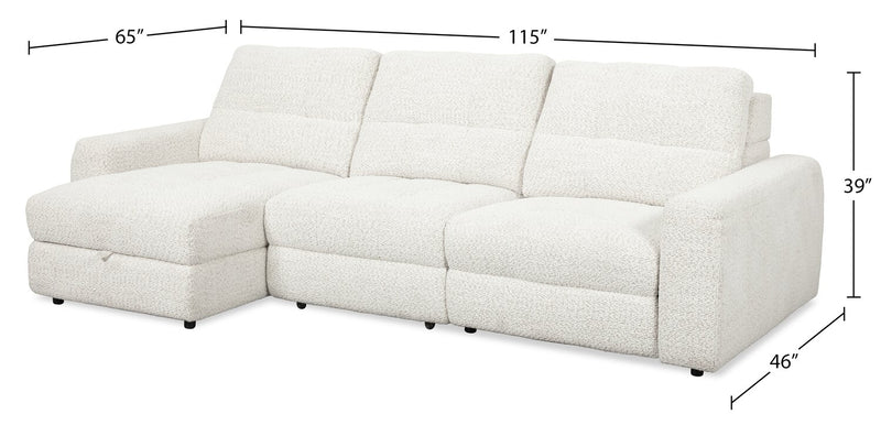 Scott Living Elevate Modular 115\" Chenille Fabric Left-Facing 3-Piece Sectional with Chaise – Beige