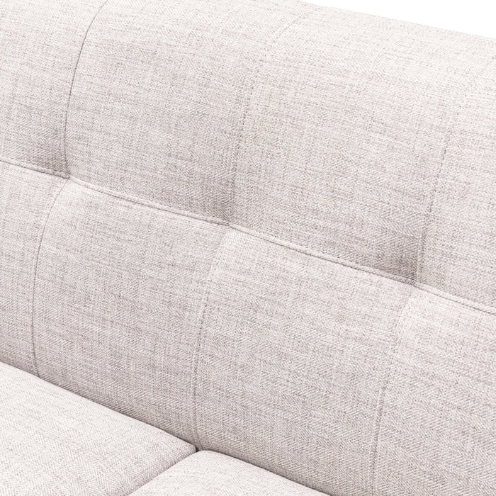 Kort & Co. Freeman 80” Dove White Linen-Look Fabric Condo Size Sofa with Wood Base and Legs