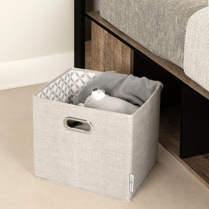 Everley Platform Bed with Built-in Storage & Baskets, Weathered Oak & Matte Black - Twin Size 