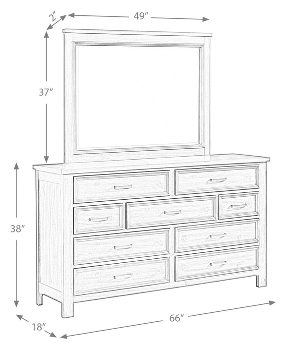 Levi Bedroom 9-Drawer Dresser, 67\"W x 38\"H, Wood - Drift Grey 