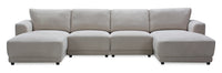 Voyage Modular 4-Piece U-Shaped Fabric Sectional with Removable Back Cushions – Beige