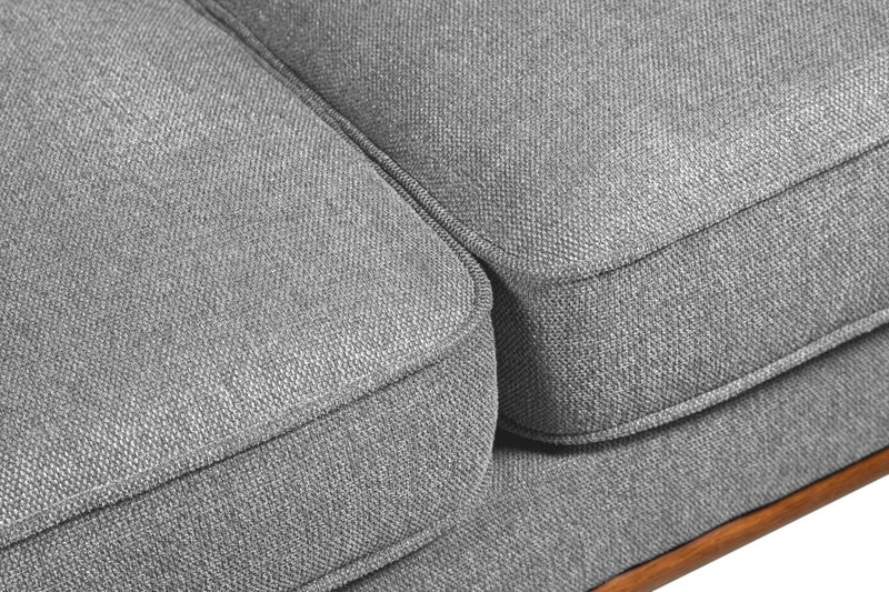 Kort & Co. Kassia 65.4\" Linen-Look Fabric Loveseat with Wood Base and Legs - Grey 