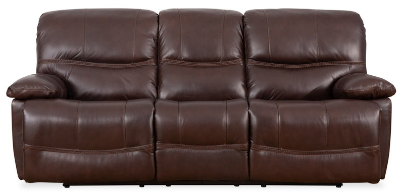 Franco 89\" Genuine Leather Zero Gravity Power Reclining Sofa with USB Ports - Brown 