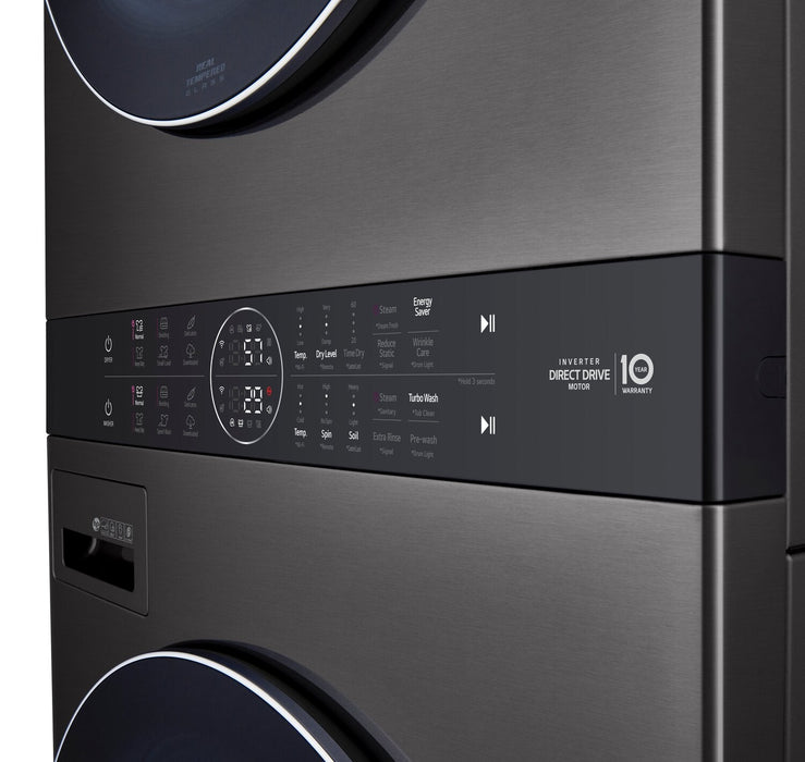 LG 5.2 Washer/7.4 Dryer Cu. Ft. Front-Load High-Efficiency Steam Washtower™ - Black Steel - WKGX201H… 