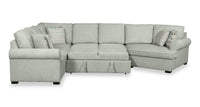 Scott Living Haven 3-Piece Right-Facing Chenille Fabric Cuddler Sleeper Sectional - Seafoam Blue