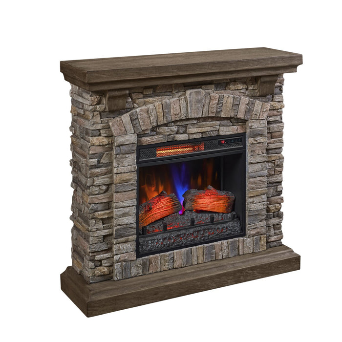 Montana 43.5” Rustic Electric Fireplace - Grey Stone