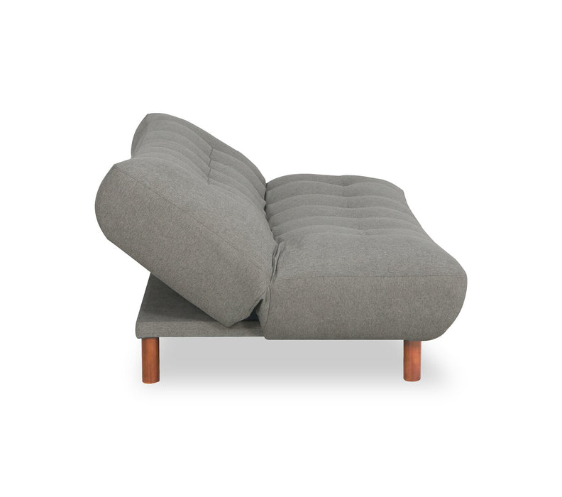Campus 76\" Fabric Klik Klak Futon with Tufting and Wood Legs - Grey