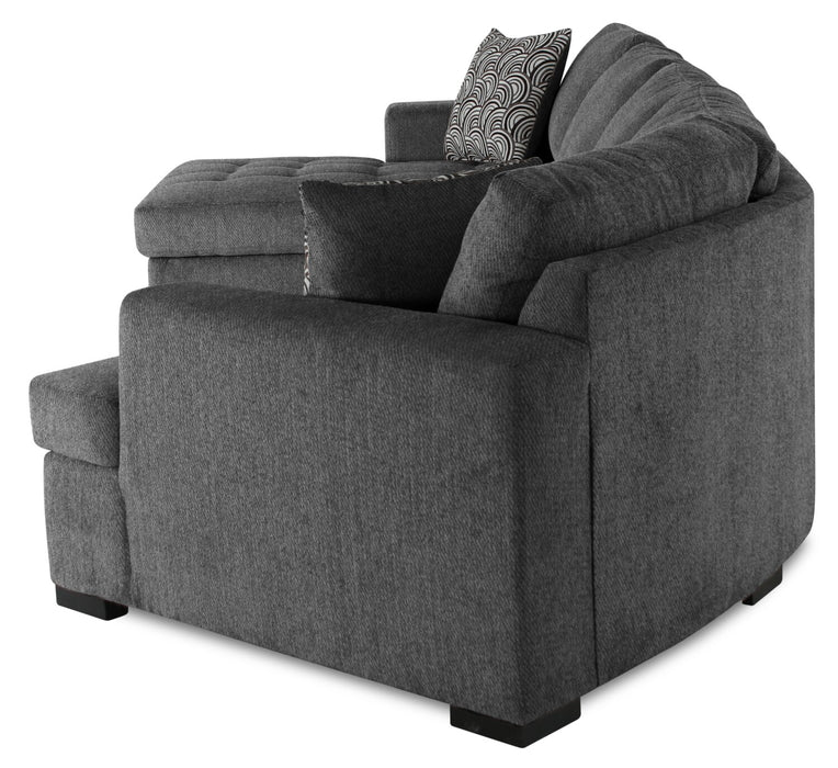 Legend 3-Piece Right-Facing Chenille Cuddler Sleeper Sectional with Chaise - Pepper 