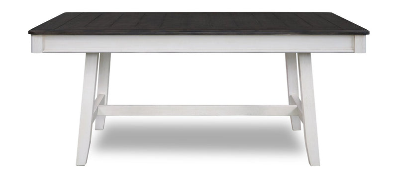 Echo Dining Table with Storage Drawers, Wood, Trestle Base, 70\"W - White/Grey 