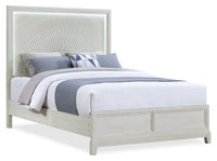 Vida Panel Bed with Headboard & Frame, Sand - Queen Size 