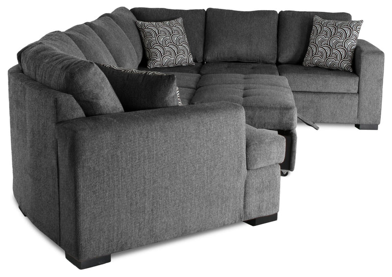 Legend 4-Piece Left-Facing Chenille Cuddler Sleeper Sectional - Pepper