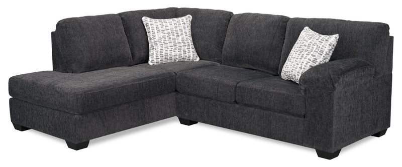 Made in Canada Morgan 2-Piece Left-Facing Chenille Fabric Condo Size Sectional with Accent Pillows - Grey