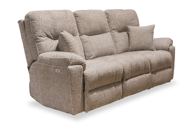 Canadian Made Dawson 87\" Fabric Power Reclining Sofa with USB Port and Accent Pillows - Beige