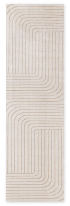 Fresh Washable White and Beige Rug with Modern Lines - 2'0\" x 6'7\" 