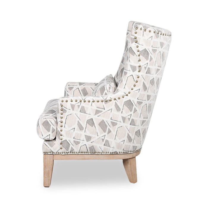 Haden 30\" Chenille Fabric Accent Chair with Wood Base and Nailhead Trim - Angelou Linen Multicolour