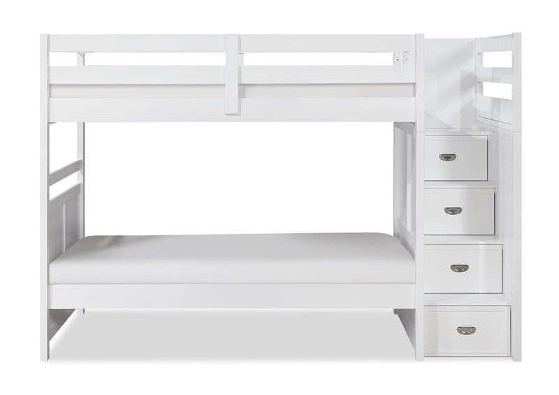 Quinn Twin/Twin Staircase Bunk Bed - White