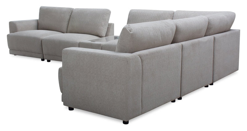 Voyage Modular 7-Piece Fabric Sectional with Console and Removable Back Cushions – Beige