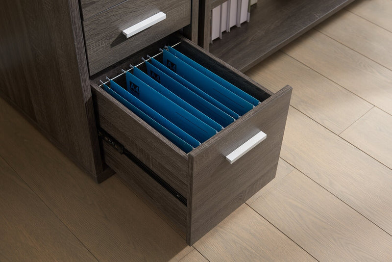 Oliver Corner Desk with Storage and USB Ports - Grey