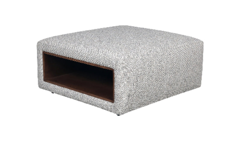Geneva 32.5\" Cloud Beige Chenille Fabric Cocktail Ottoman with Storage and Wood Legs