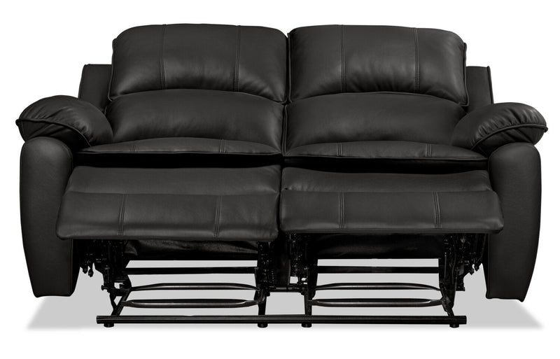 Chandler 60\" Leather-Look Fabric Reclining Loveseat - Grey 