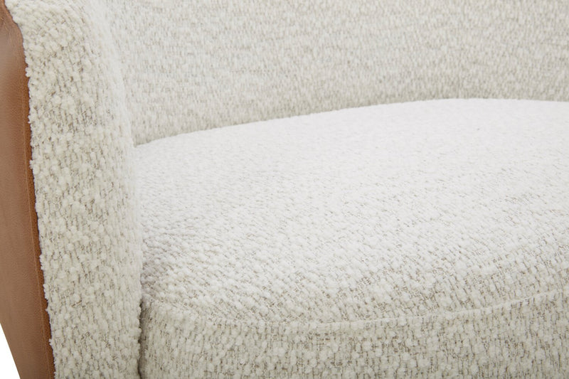 Soho Swivel Accent Chair - Azalea Snow and Dakota Tan