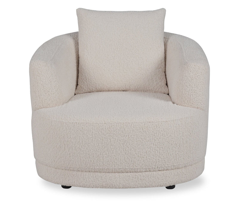 Moon 35.8\" Fabric Curved Chair with Accent Pillow - Wooly Almond White 