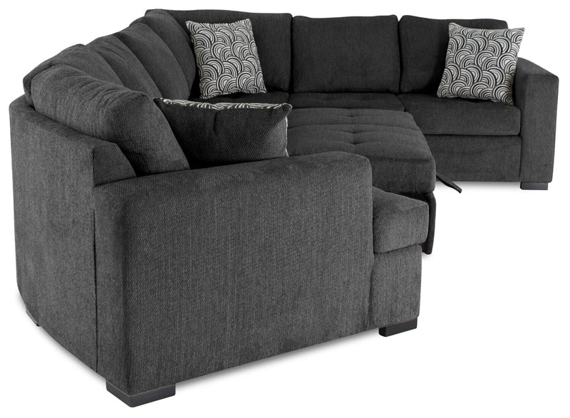 Legend 3-Piece Left-Facing Chenille Cuddler Sleeper Sectional - Pepper
