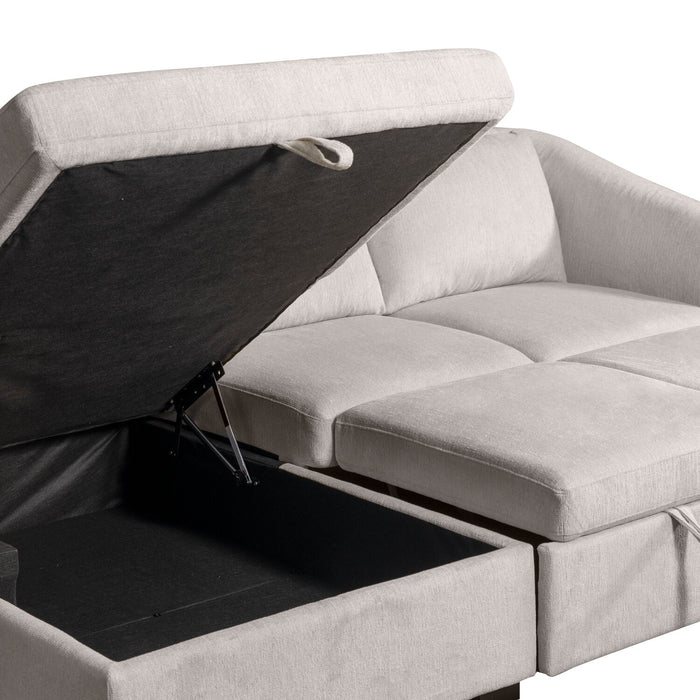Envy 2-Piece Left-Facing Chenille Fabric Sleeper Sectional with Storage Chaise - Fog Grey