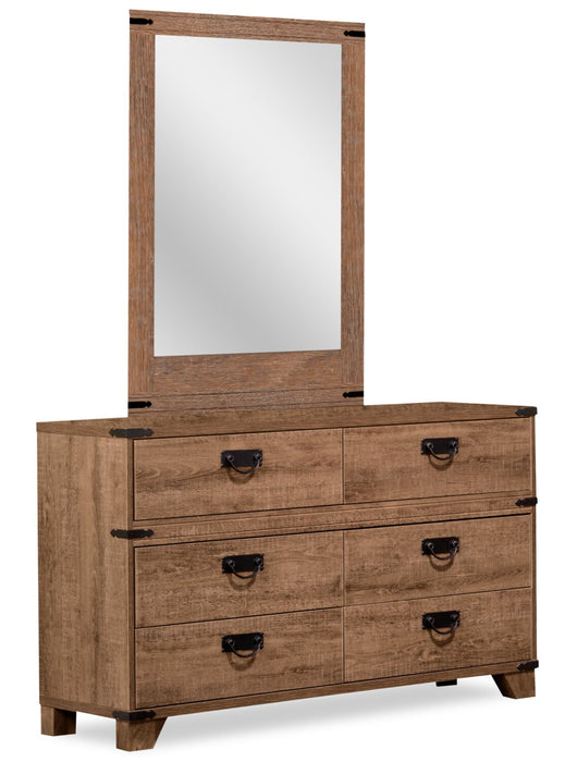Driftwood Mates Bed 5pc Set with Storage Headboard, Dresser & Mirror, Brown - Twin Size