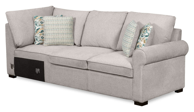 Scott Living Haven 3-Piece Left-Facing Chenille Fabric Cuddler Sleeper Sectional with Storage Chaise - Grey