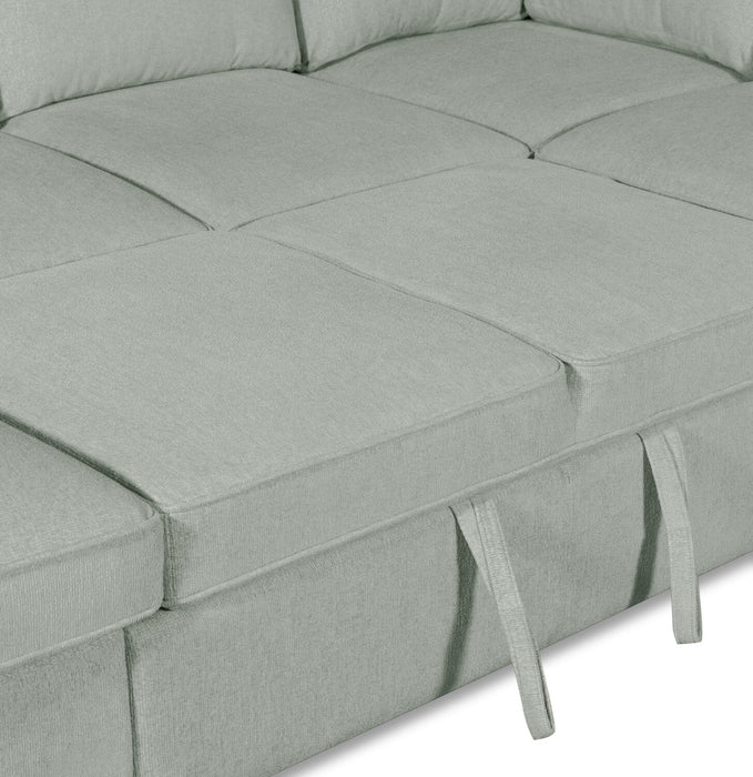 Scott Living Haven 3-Piece Left-Facing Chenille Fabric Sleeper Sectional with Storage Chaise - Seafoam Blue 