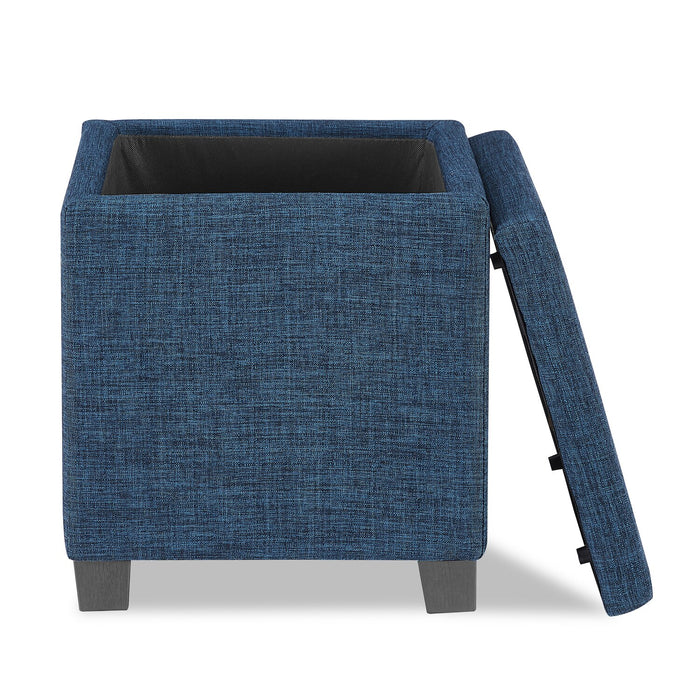 Ottawa Square Fabric Storage Ottoman - Navy