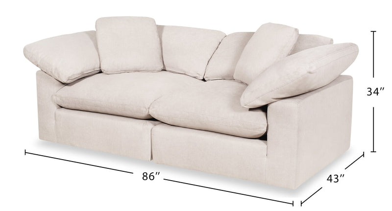 Eclipse Linen-Look Fabric Modular Loveseat - Linen