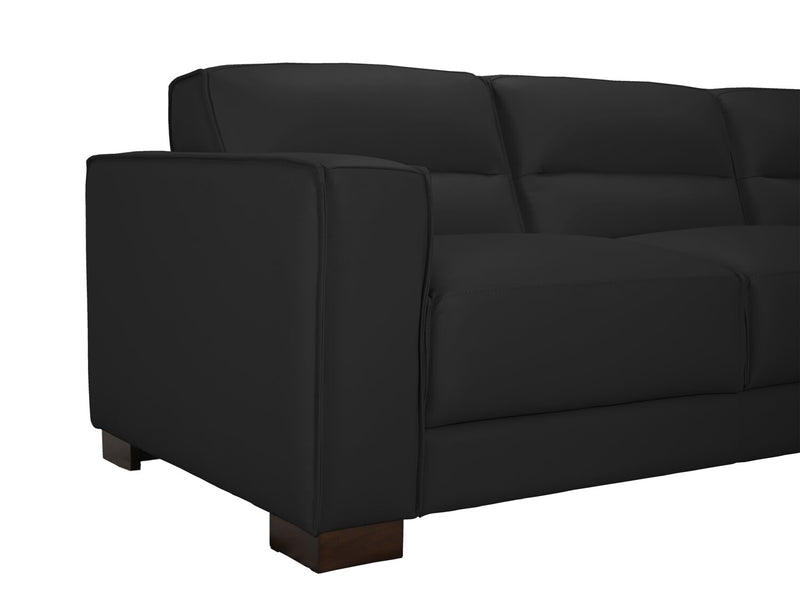 Citadel 2-Piece Right-Facing Top-Grain Genuine Leather Sectional with Rubberwood Legs - Black
