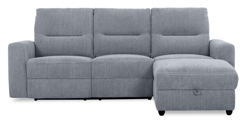 Meadow 2-Piece Right-Facing Charcoal Grey Chenille Fabric Power Reclining Sectional with Storage Chaise