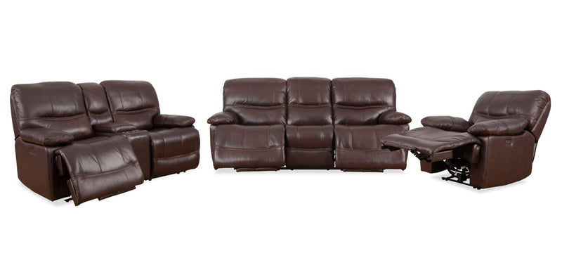 Franco 79\" Genuine Leather Zero Gravity Power Reclining Loveseat with Storage Console and USB Ports - Brown 