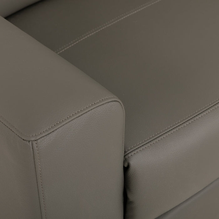 Valentino 3-Piece Right-Facing Grey Genuine Leather Power Reclining Sectional with Adjustable Headrests 
