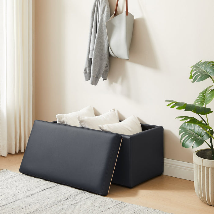 Edmonton Rectangular Storage Ottoman - Navy