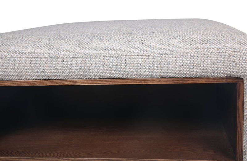 Geneva 32.5\" Cloud Beige Chenille Fabric Cocktail Ottoman with Storage and Wood Legs