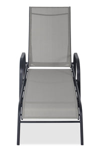 Tuscany Outdoor Patio Lounger with Adjustable Backrest - Metal, UV & Weather Resistant - Beige/Black 