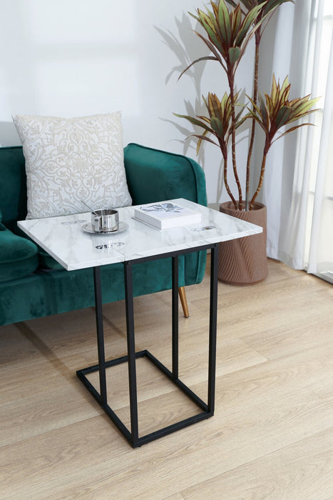 Pia Foldable Chairside Table - White